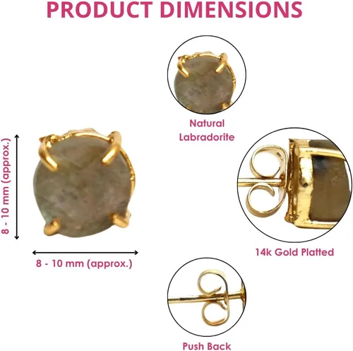 Miniatura 35 de Gempires Natural Raw Prong Setting Stud Earrings, 8-10 mm Crystals Earring, Handmade Jewelry, Gift for Her