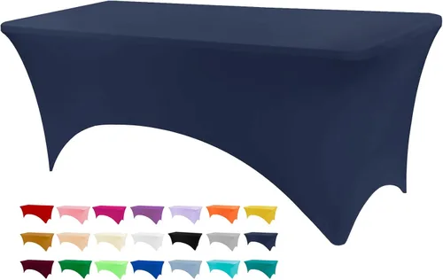 Miniatura 44 de BDDC - Fundas de mesa para mesas de 6 pies, manteles elásticos lavables y resistentes a las arrugas de color azul real de 6 pies para eventos