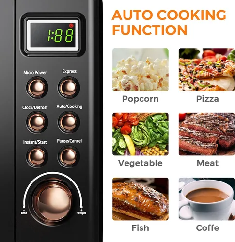 Miniatura 5 de Horno microondas retro para encimera, grande de 0.7 pies cúbicos, 700 vatios, encimera de acero laminado en frío con ajuste de tiempo, placa