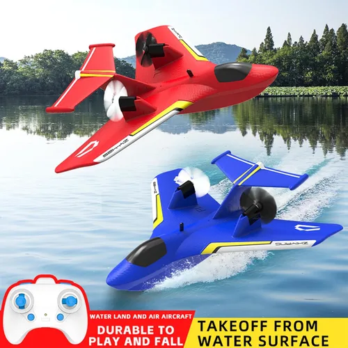 Miniatura 2 de Avión de juguete de control remoto inalámbrico, avión de planeadores de gravedad con luces, avión RC para agua, tierra y aire, avión flotador RC