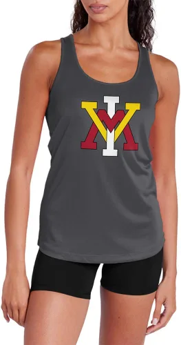 Miniatura 471 de Camiseta deportiva sin mangas oficial de la NCAA Collegiate para mujer, con espalda cruzada, logotipo primario, colección carbón