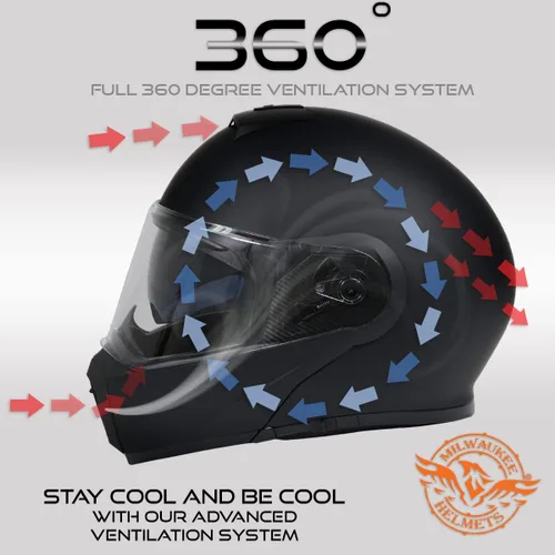 Miniatura 4 de Milwaukee Helmets MPH9812DOT - Casco modular de motocicleta con visera abatible, color negro plano, pequeño