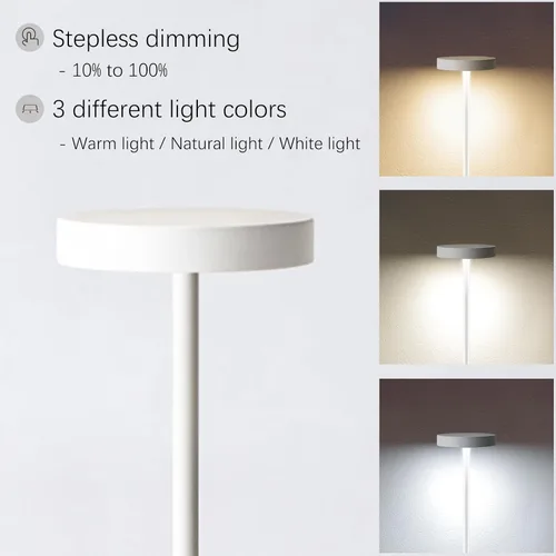 Miniatura 2 de Paquete de 2 Lámparas de Mesa Recargables Inalámbricas, 3 Temperaturas de Color y Regulable, IP54 Impermeable Operada por Batería, Luz LED Portátil