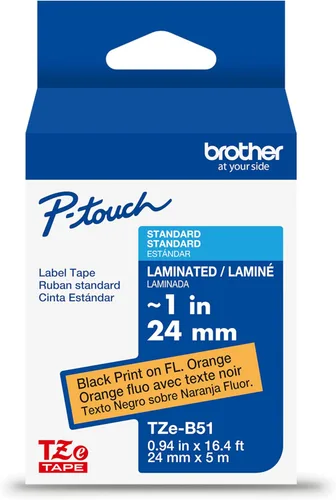 Miniatura 15 de Brother P-touch TZE-S951 - Cinta adhesiva laminada extra resistente de 1 pulgada (24 mm) de ancho, negro sobre plateado mate, laminada