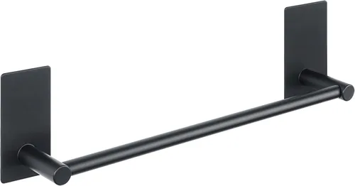 Alise Toalleros para baño, barra para toallas adhesiva de acero inoxidable SUS 304 de 12 pulgadas sin taladro, toallero negro mate de fuerte