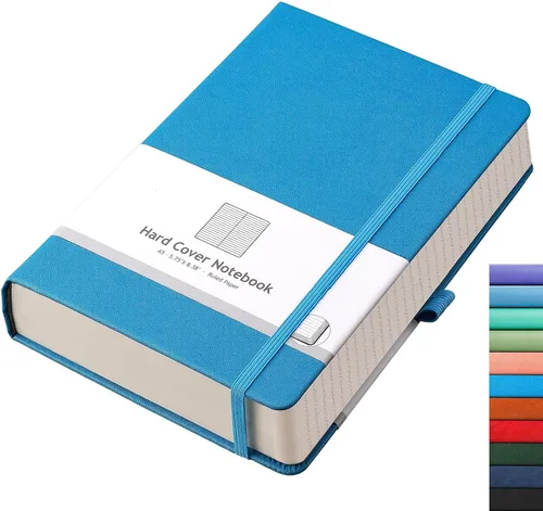 Miniatura 10 de AHGXG Cuaderno rayado – 320 páginas numeradas grande B5 grueso diario universitario rayado, papel rayado grueso de 100gsm, tapa blanda de piel Azul