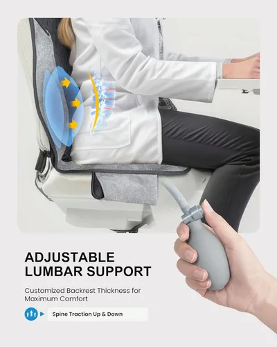Miniatura 4 de COMFIER - Masajeador de espalda con calor, cojín de masaje para silla con 10 motores de vibración, soporte lumbar ajustable, masajeador de silla