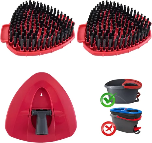 Paquete de 2 cabezales de repuesto de cepillo de fregado compatibles con el sistema O Cedar Easywring de 1 tanque, 2 piezas de trapeador giratorio