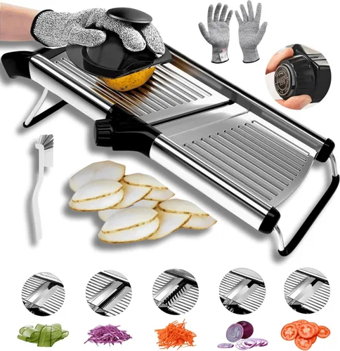 Groa Cortador de mandolina ajustable para cocina: cortador de papas fritas, cortador de patatas y verduras, rebanador de tomate en artículos