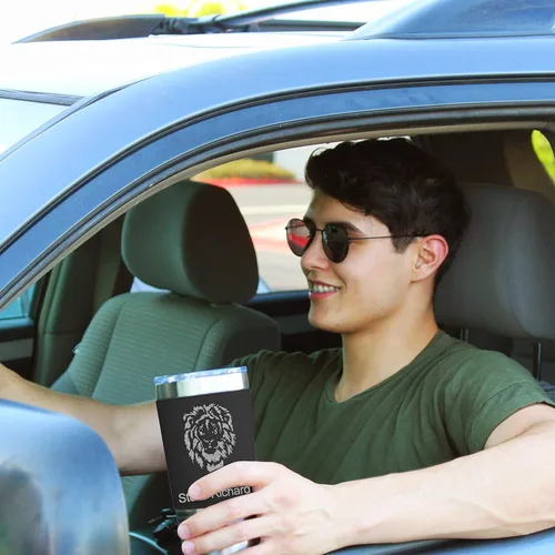 Miniatura 3 de LaserGram Vaso aislado al vacío de 20 onzas, bandera de México, grabado personalizado incluido (piel sintética, negro)
