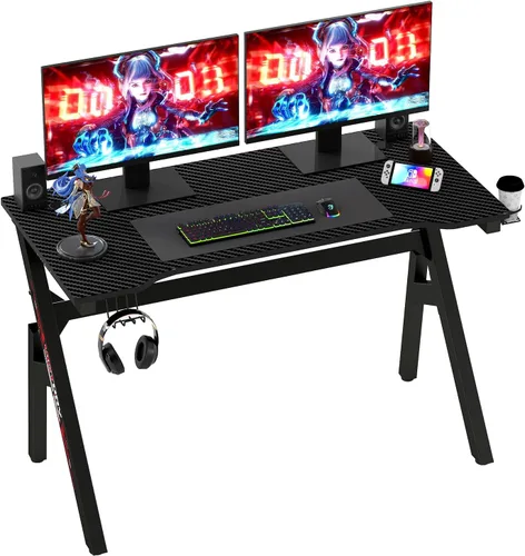 Miniatura 12 de BestOffice Escritorio para juegos de 35 pulgadas, escritorio para computadora de PC, estación de trabajo en forma de Z, mesa de trabajo ergonómica