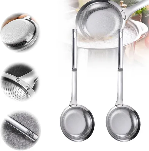 Miniatura 11 de Colador de acero inoxidable de malla fina, colador de malla fina de acero inoxidable mejorado 2024, colador de alimentos de mango largo para cocina