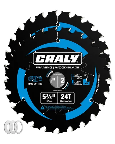 Miniatura 8 de CRALY - Hoja de sierra circular de 5-1/2 pulgadas, 36 dientes, acabado fino para corte de madera, eje de 5/8 pulgadas, punta de carburo, corte