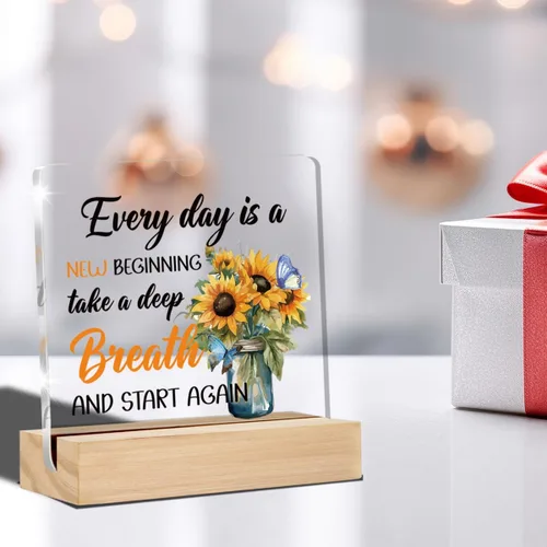Miniatura 3 de Regalos inspiradores para mujeres y hombres, girasol, decoración del hogar, citas positivas, escritorio de oficina, letreros decorativos, placas