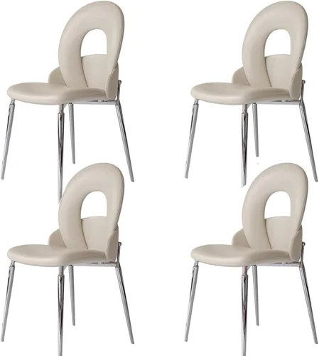 Miniatura 14 de Kitchen Dining Chairs with Genuine Leather,Dining Room Chairs with Metal Legs,Living Room Chair Curved Backrest,Kitchens Chair for Living, Negro