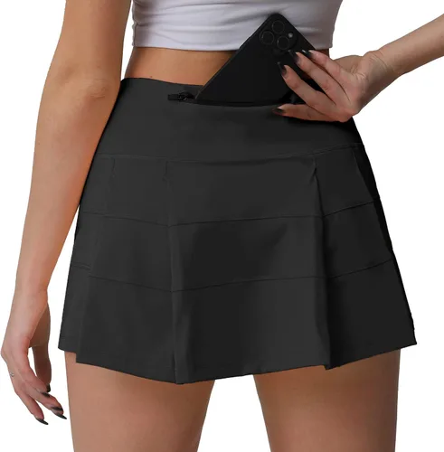 Husnainna Falda pantalón plisada de cintura alta con bolsillos para tenis y golf para mujer, pantalones cortos incorporados para el entrenamiento