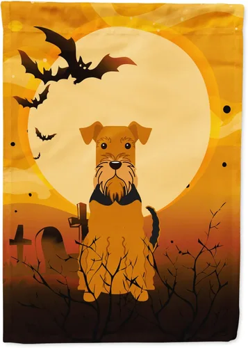 Caroline's Treasures BB4307GF - Bandera de Halloween Airedale para jardín, bandera decorativa para patio exterior, obras de arte de patio, macizos