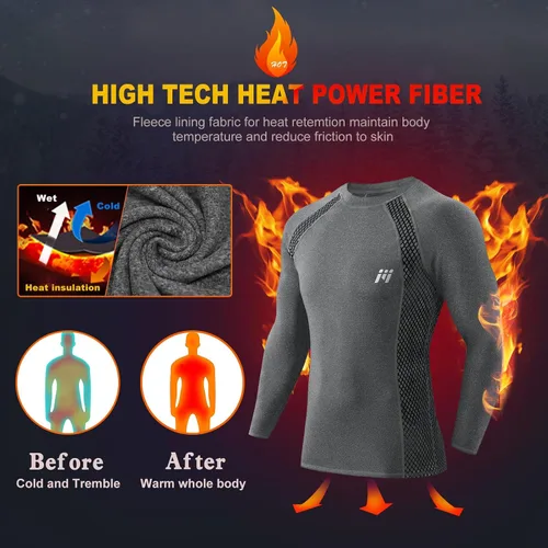 Miniatura 2 de MEETWEE Paquete de 4/5 camisas de compresión térmica para hombre, manga larga, forro polar, capa base, equipo de entrenamiento de invierno