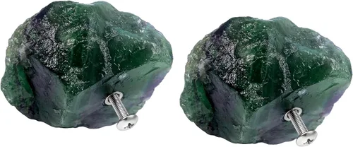 Rockcloud Paquete de 2 pomos de piedra de cristal natural con tornillos para cajones de armario, aparador, decoración de oficina en casa, fluorita