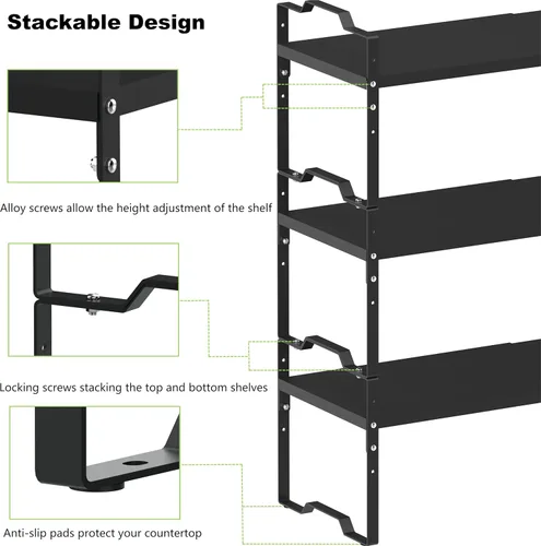 Miniatura 7 de Jojocross Estante expandible para organizador de gabinete, estante de especias apilable ajustable en la cocina y el baño más, encimera de encimera