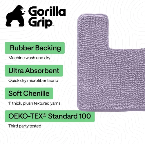 Miniatura 254 de Gorilla Grip - Tapete de baño de felpilla gruesa, suave y absorbente, secado rápido, de microfibra, con reverso de caucho, para piso de ducha, Nube