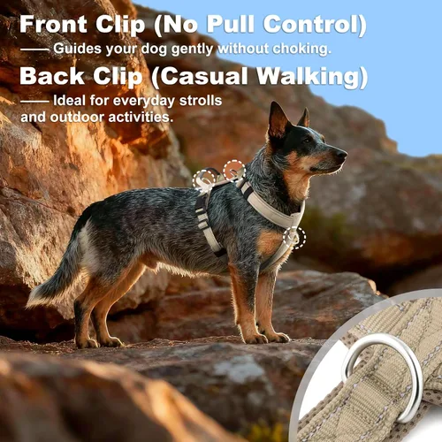 Miniatura 4 de Arnés Anti-Tirones para Perros con Asa, Malla Suave Acolchada Ajustable para Perros Pequeños, Medianos y Grandes Arnés Reflectante de Paseo Fácil