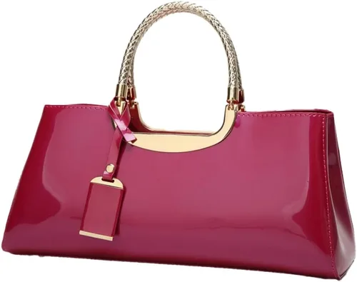 Miniatura 12 de Bolso de mano de cuero vegano brillante para mujer, bolso de hombro grande para mujer, bolso de mano de noche, bolso de mano para fiesta
