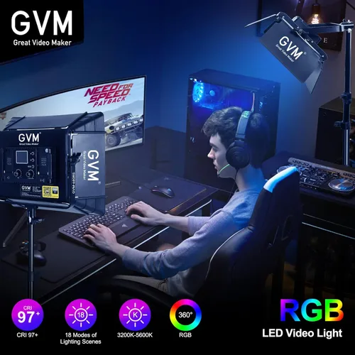 Miniatura 5 de GVM Kits de Iluminación de Fotografía RGB con 2 Softboxes, Luces de Estudio 880RS 60W con Control Bluetooth, 2 Paquetes de Luz de Video con 18