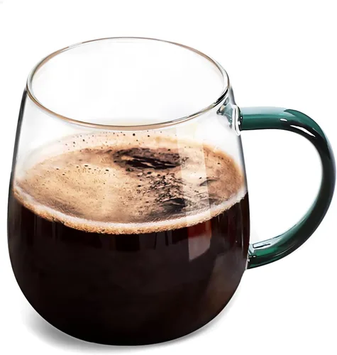 Miniatura 8 de Taza de vidrio transparente con asa, 16 onzas, taza grande de café de borosilicato de alta calidad para beber o como regalo