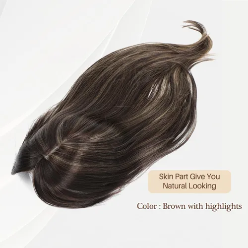Miniatura 2 de UDU Hair Toppers para mujer: Fibra sintética, marrón ceniza, multicapa, largo y lacio, ondulado, con clip en pelucas con flequillo Marrón