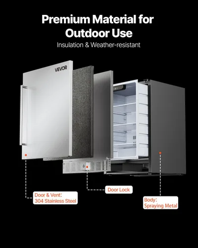 Miniatura 5 de VEVOR Refrigerador de bebidas para exteriores de 24 pulgadas, refrigerador de bebidas integrado de 150 cuartos de galón, enfriador de eficiencia