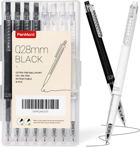 Bolígrafos de Gel Retráctiles, Estilo Japonés, Punta Ultra Fina de 0.28mm, Tinta de Gel Negra de Secado Rápido, Escritura Precisa y Suave, Paquete