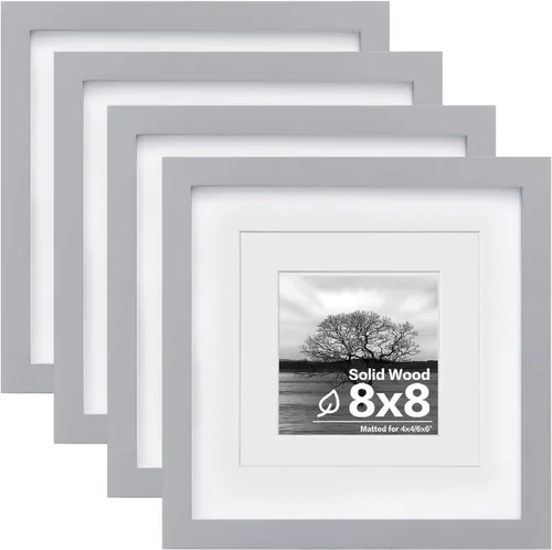 Miniatura 33 de Egofine Juego de 4 portarretratos de 4 x 6, hechos de madera maciza cubierta de plexiglás de 3 x 4.5 pulgadas y 3.5 x 5 pulgadas con paspartú o de 4