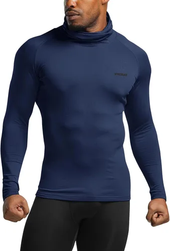 Miniatura 3 de TSLA Camisa térmica de compresión con capucha y mascarilla para hombre, de manga larga, capa base para deportes de invierno, camiseta deportiva