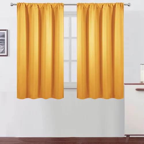 Miniatura 37 de LEMOMO Cortinas opacas negras para cocina, 42 x 45 pulgadas, juego de 2 paneles de cortinas opacas con bolsillo para cortinero para ventana pequeña