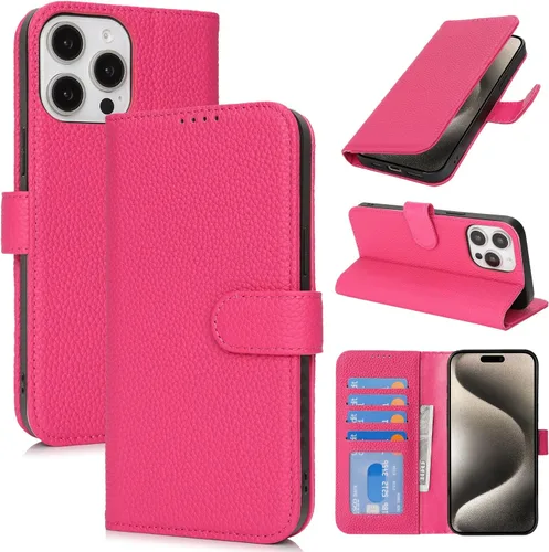 Miniatura 16 de Zouzt Funda para iPhone 11 de 6.1 pulgadas de piel auténtica con 4 ranuras para tarjetas, tarjetero con bloqueo RFID, tapa magnética, función atril