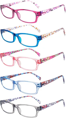 Miniatura 11 de Paquete de 5 lentes de lectura para computadora para hombres y mujeres, antifatiga ocular, bloqueo de luz azul, para leer (colores mezclados, 1.50)