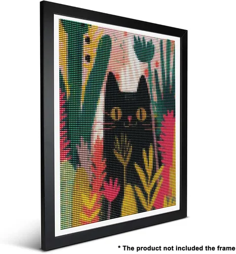 Miniatura 2 de Ginfonr Kits de arte de diamantes 5D para adultos, pintura de diamante de hierba de gato negro para adultos, animales de arte de diamantes