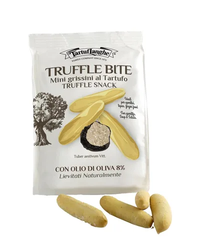 TartufLanghe Trufa Bite Mini Grissini Palitos de pan con trufa negra italiana – Snacks italianos artesanales gourmet, galletas de pan para
