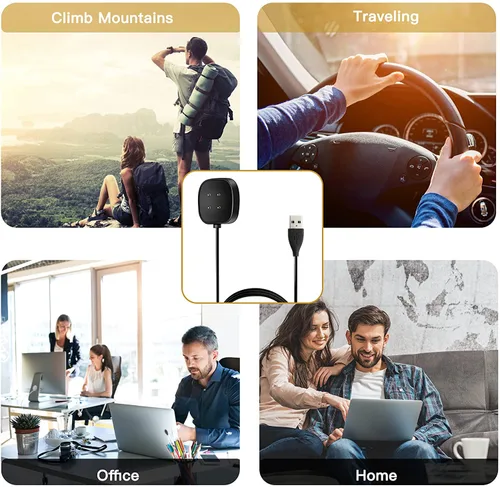 Miniatura 5 de Cable Cargador Compatible con Reloj Inteligente Fitbit Versa 4 / Sense/Versa 3 / Sense 2, Cable Soporte Base Cuna de Carga USB de Repuesto (3.3 pies)