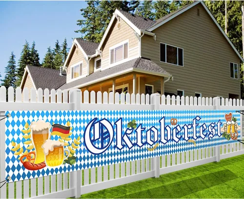 Bandera del Oktoberfest, decoración bávara azul y blanca del Oktoberfest, 19.7*118.1 in, 1pc con cuerda de 19.7 ft