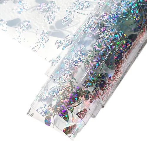 Miniatura 8 de HYANG Hojas de vinilo de cuero sintético transparentes transparentes de bola PVC súper claras holográficas 1 rollo 12" x 53" (30cm x 135cm)