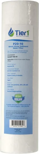 Miniatura 14 de Tier1 Cartucho de repuesto de filtro de agua de sedimentos de polipropileno hilado para toda la casa de 10 micrones, 10 pulgadas x 2.5 pulgadas