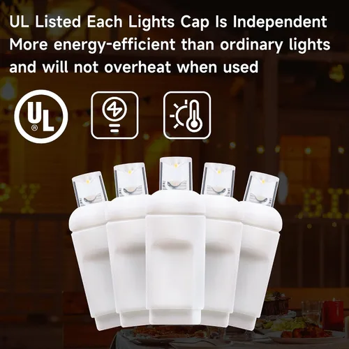 Miniatura 3 de Mini cadena de luces LED de 50 pies, 100 luces LED de color blanco frío con certificación UL de 0.197 in de gran angular para exteriores, luces