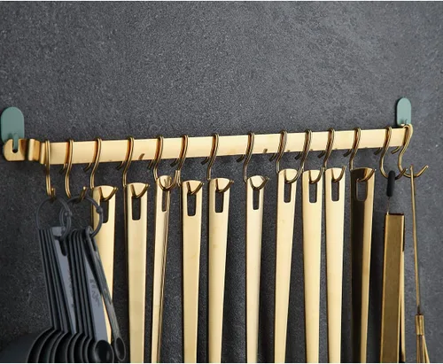 Miniatura 3 de Kyraton - Estante para utensilios de cocina, estante de cocina con chapado en oro de titanio, organizador de riel para colgar cuchillos, riel