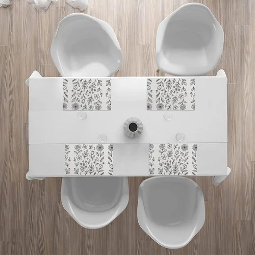 Miniatura 7 de Rectangular Placemats Set of 4, Heat Resistant Flower Doodles Printed Kitchen Dining Table Mats