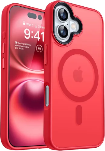 Miniatura 29 de CANSHN Funda magnética para iPhone 15 [compatible con MagSafe y probada contra caídas de grado MIL], funda delgada translúcida mate, antiarañazos, a
