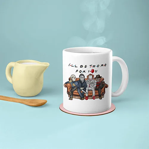 Miniatura 4 de Taza Ill Be There For You, Friends Horror Villains, divertida taza de Halloween, Jason Freddy Michael Myers IT Pennywise Slasher regalo, Masked