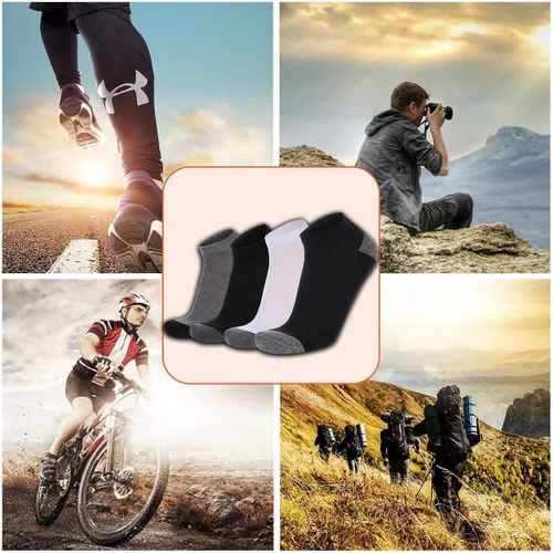Miniatura 7 de COOVAN 10 pares de calcetines hasta tobillo acolchados para hombre paquete de 10 unidades de corte bajo cómodos transpirables calcetines casuales