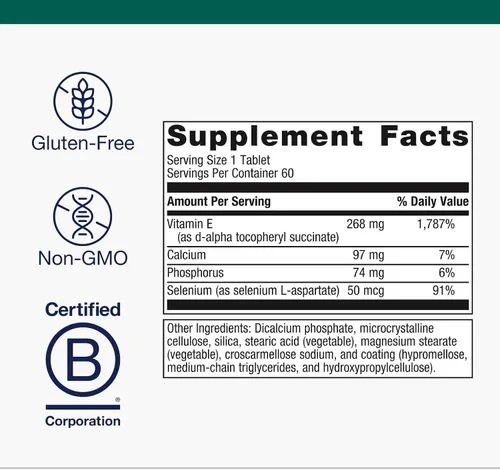 Miniatura 4 de Metagenics E-400 Selenio - Antioxidante y VIT E Support* - Sin OMG, sin gluten, vegetariano - Contiene 50 mcg de selenio, 268 mg de vitamina E y 97